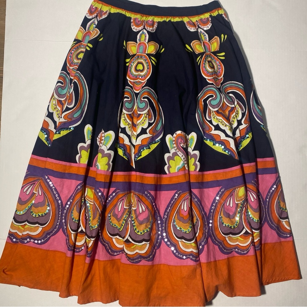 Sharon Anthony Sequin Skirt Size 10 100% Cotton Boho Bohemian
